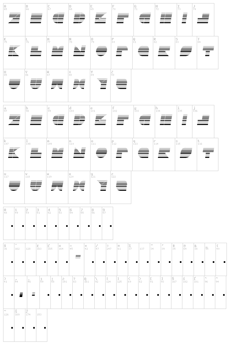 Drebiek font map